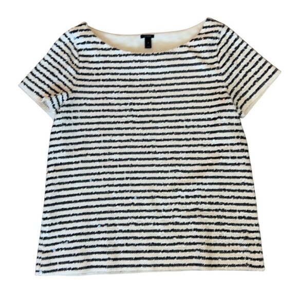 J.Crew Sequin Stripe Shirt Size S Black White - Picture 9 of 9